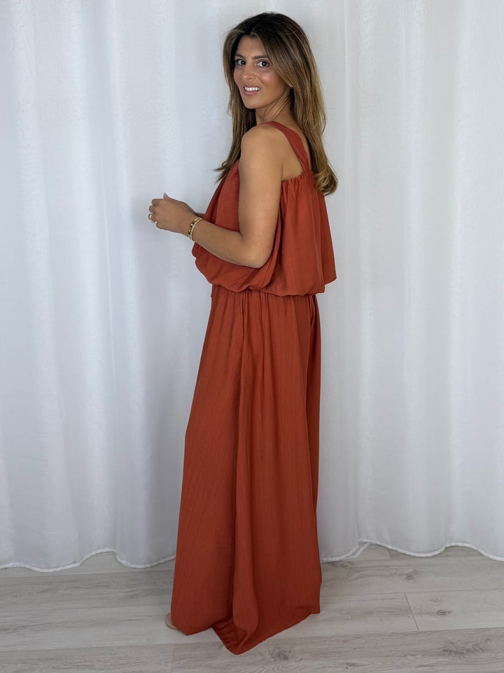 Balloon Style Thick Strap Top And Pleated Trouser Co-Ord (10 Colours)