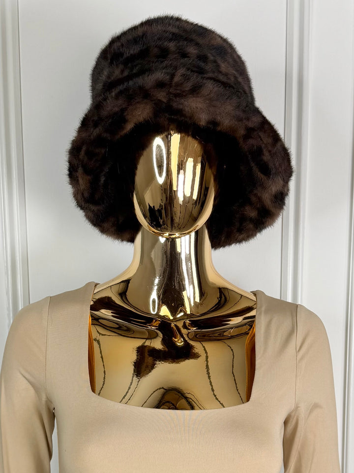 Leopard Print Faux Fur Bucket Hat