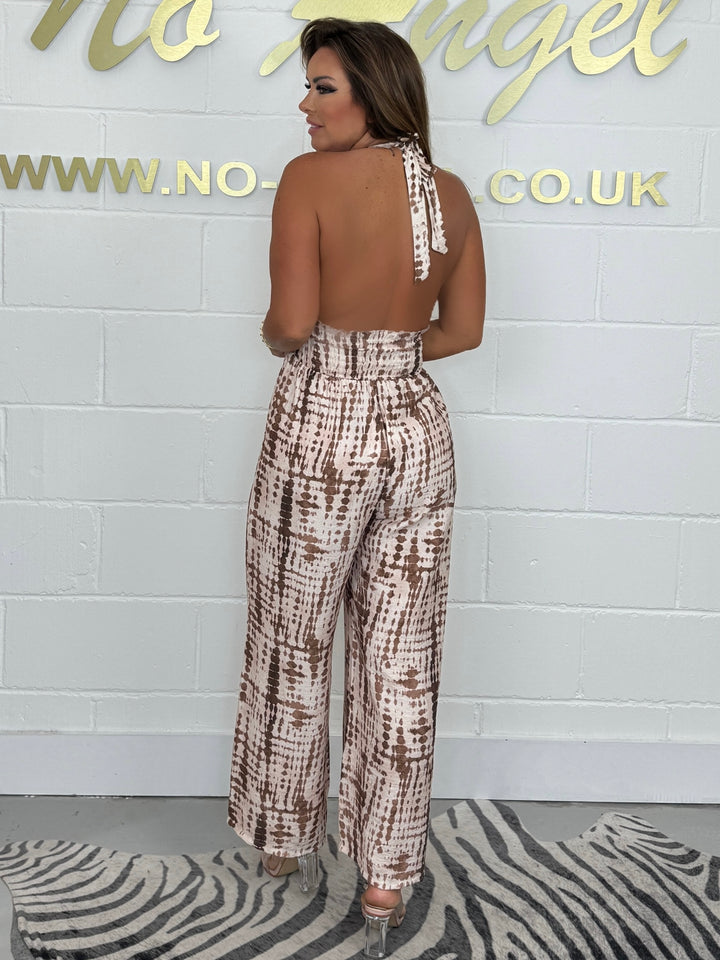 Printed Tie Halter Neck Jumpsuit (2 Colours)