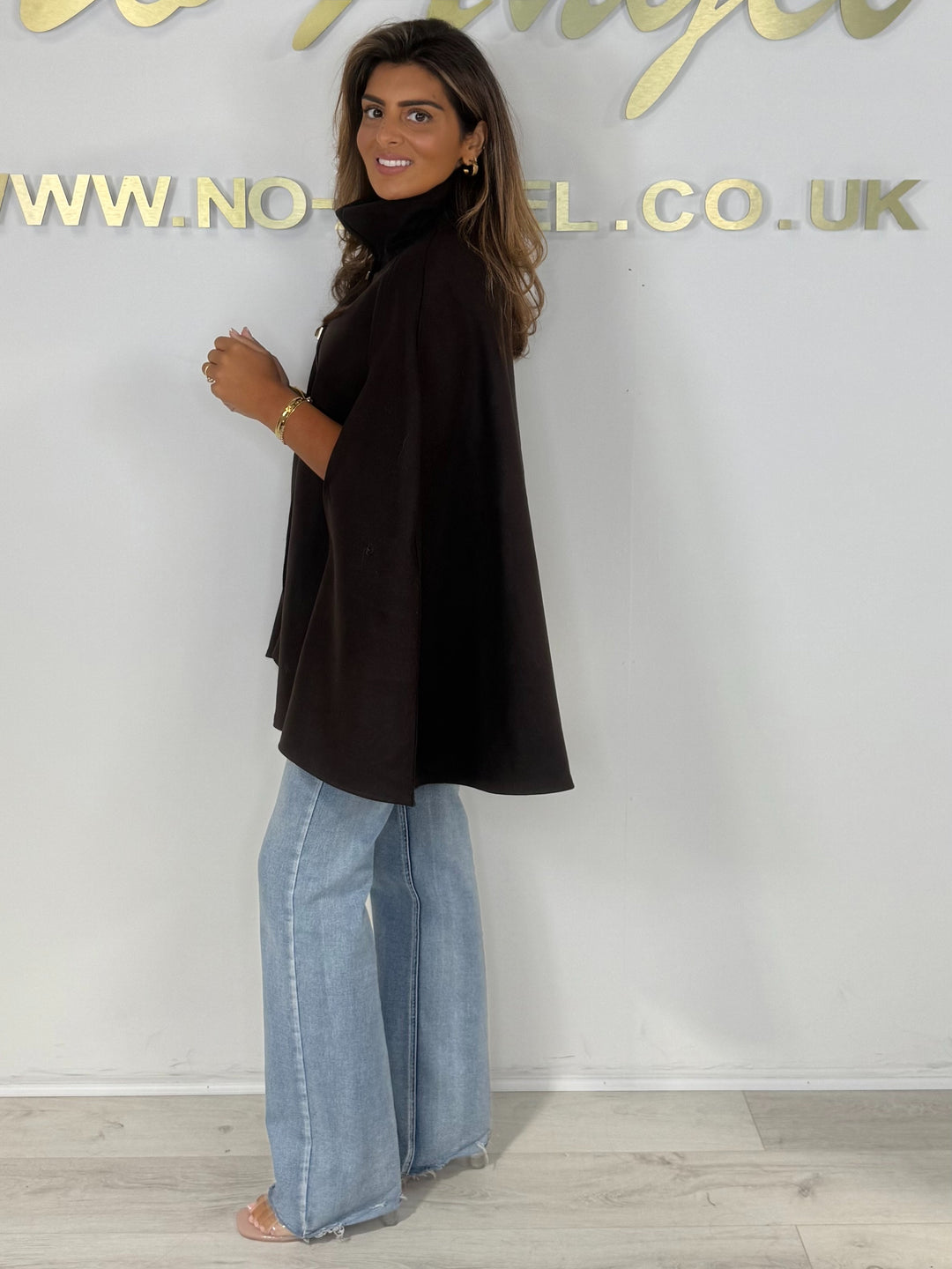 Oversize Gold Clasp Detail Collared Cape (3 Colours)
