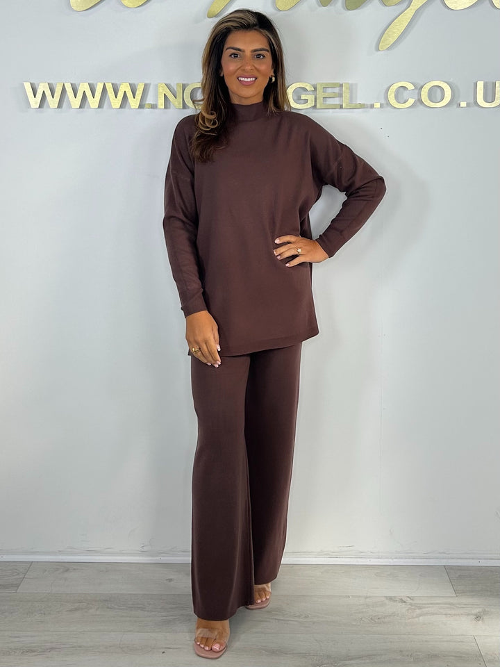 Soft Knit High Neck Side Split Jumper & Trouser Co-Ord (4 Colours)