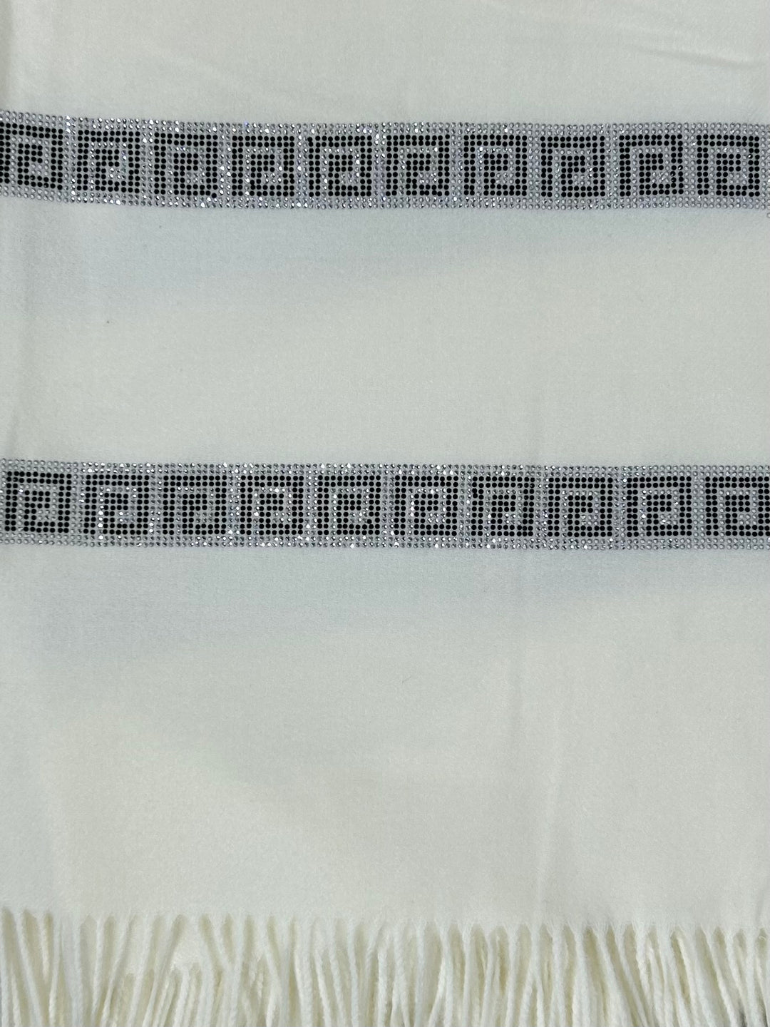 Designer Inspired Diamante Design Tassel Edge Scarf (3 Colours)