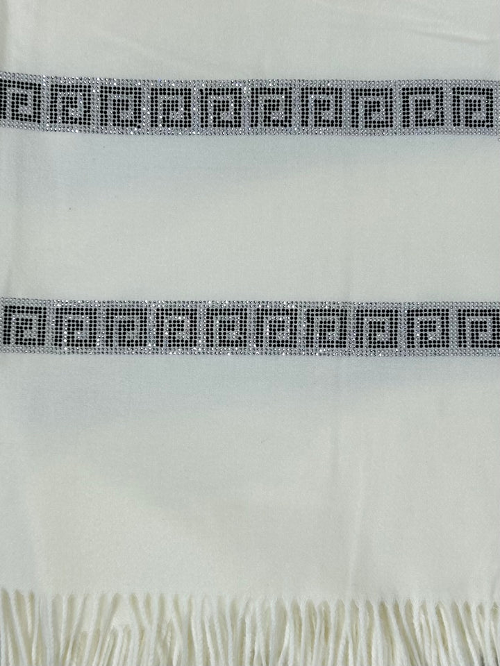 Designer Inspired Diamante Design Tassel Edge Scarf (3 Colours)