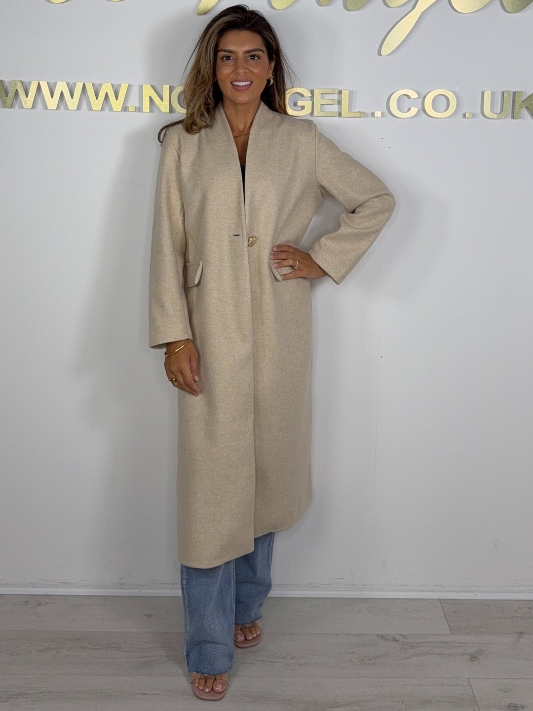 Textured Gold Single Button Longline Jacket (5 Colours)