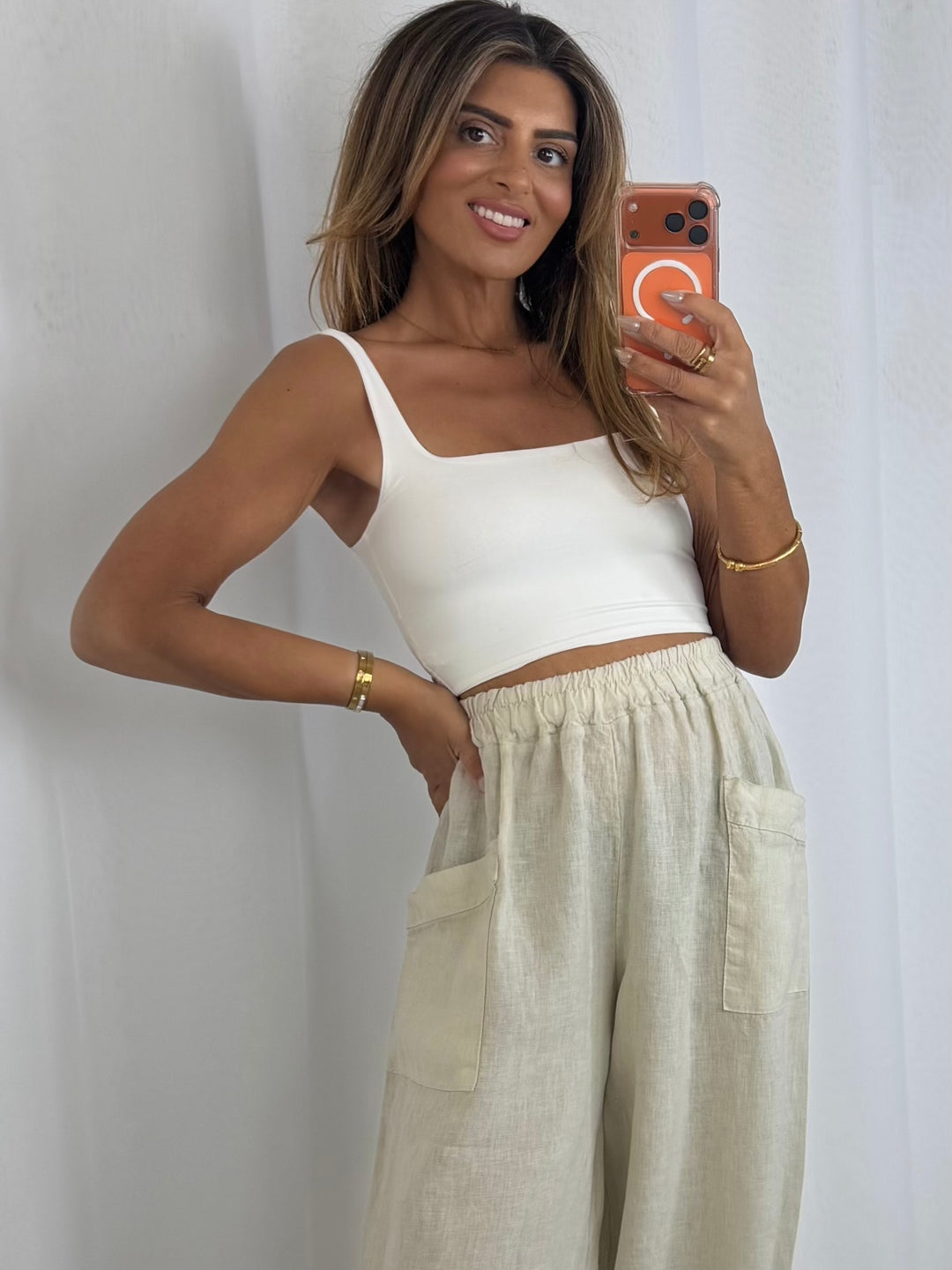Pocket Detail Linen Trousers (4 Colours)