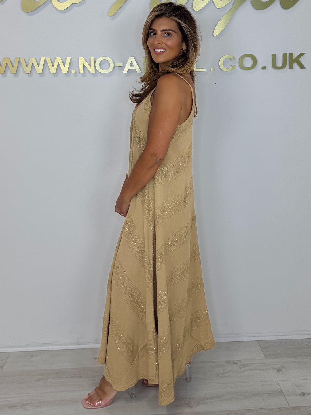 Linen Mix Gold Fleck Spaghetti Strap Handkerchief Maxi Dress (2 Colour No Angel Clothing Linen Mix Gold Fleck Spaghetti Strap Handkerchief Maxi Dress (2 Colour No Angel Clothing