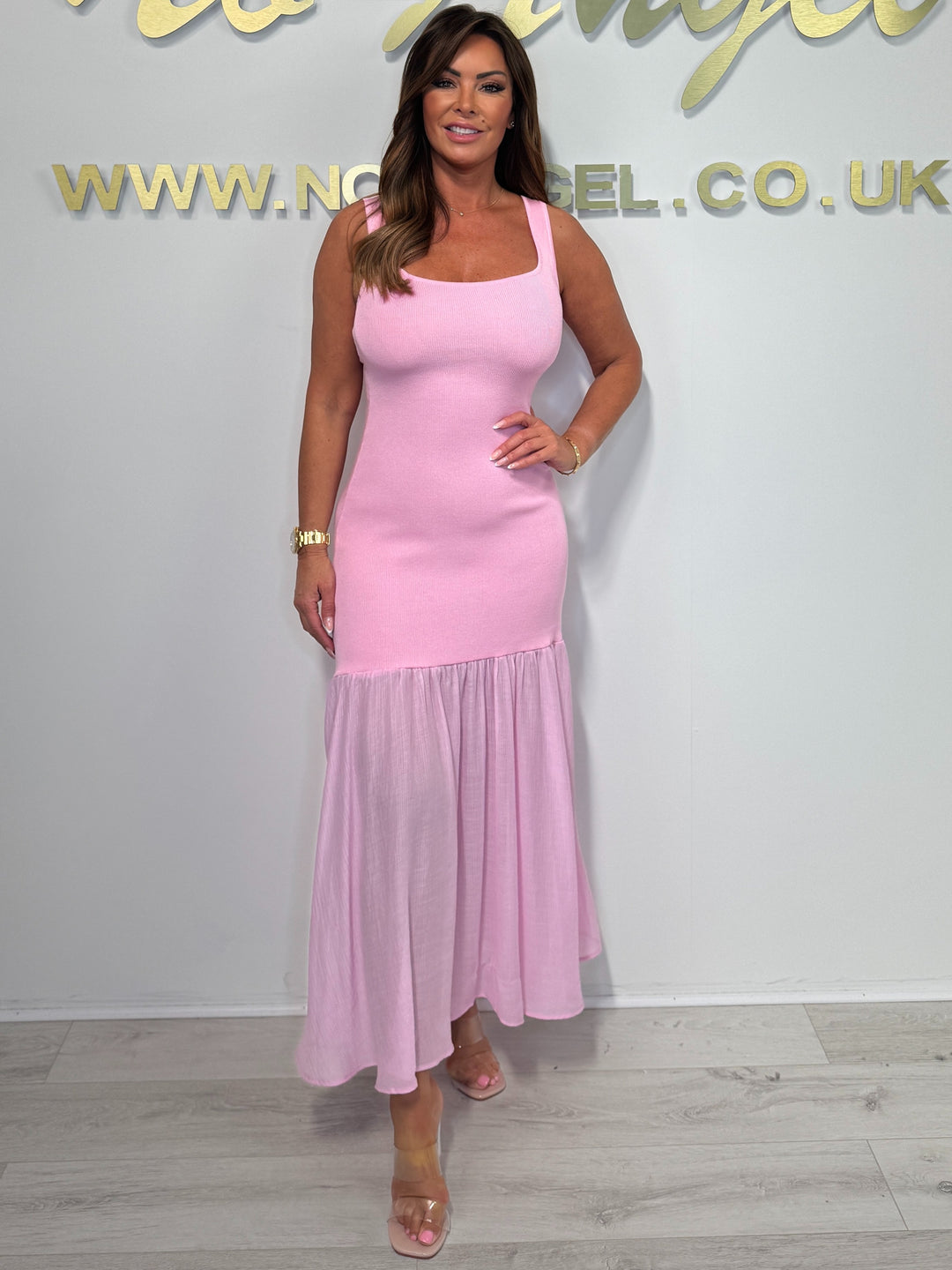 Chiffon Dropped Hem Vest Dress (5 Colours)