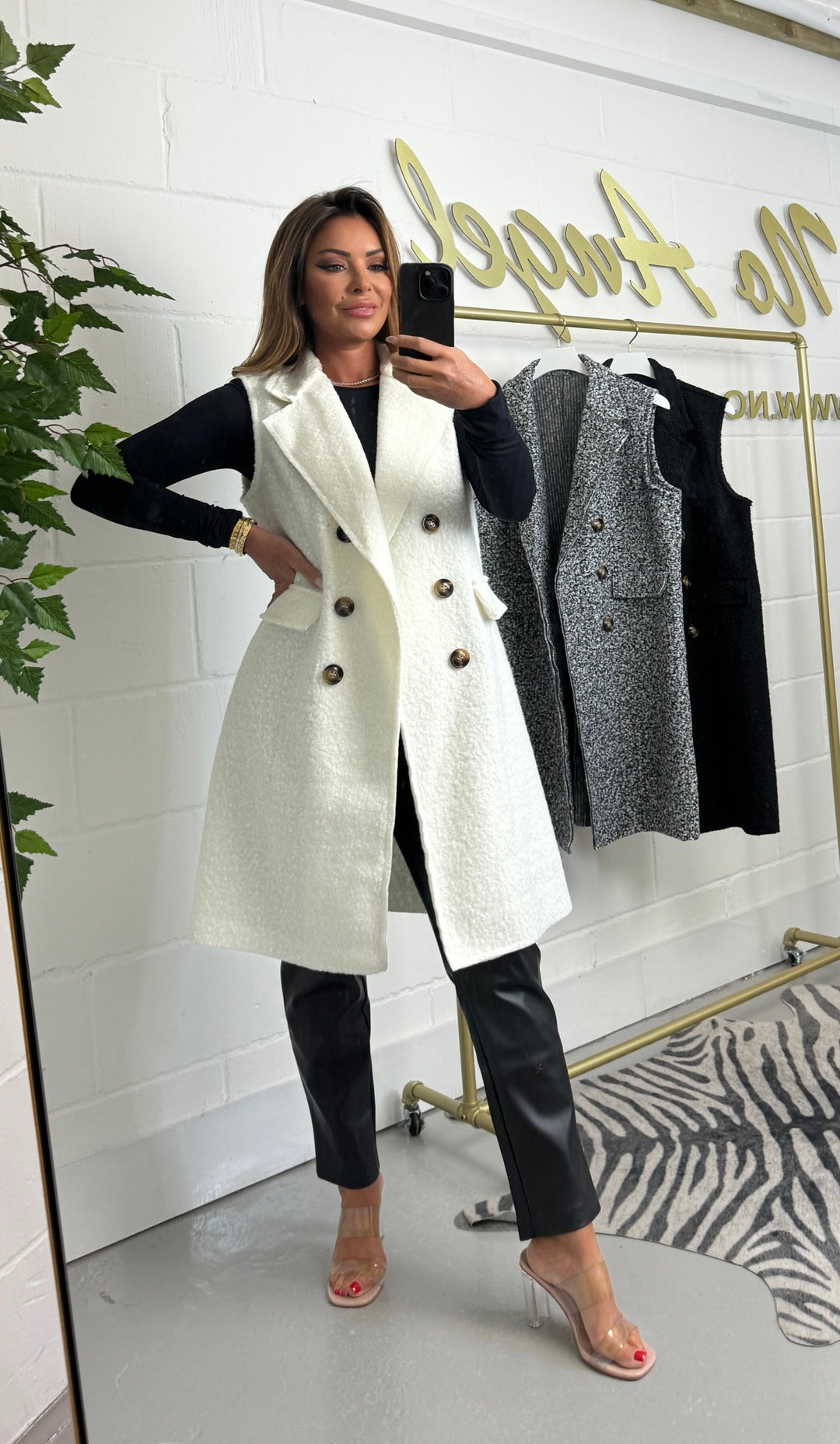 Textured Longline Sleeveless Waistcoat Jacket (3 Colours)