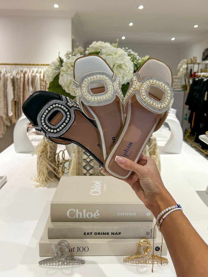 Jewel & Pearl Detail Sandals (3 Colours)