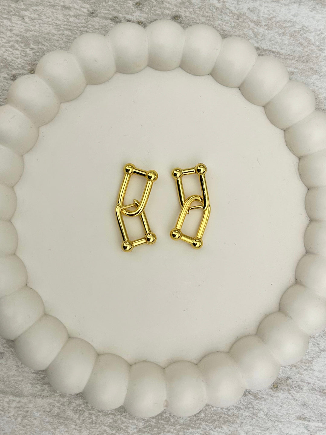 Gold U Shape Pin Earrings