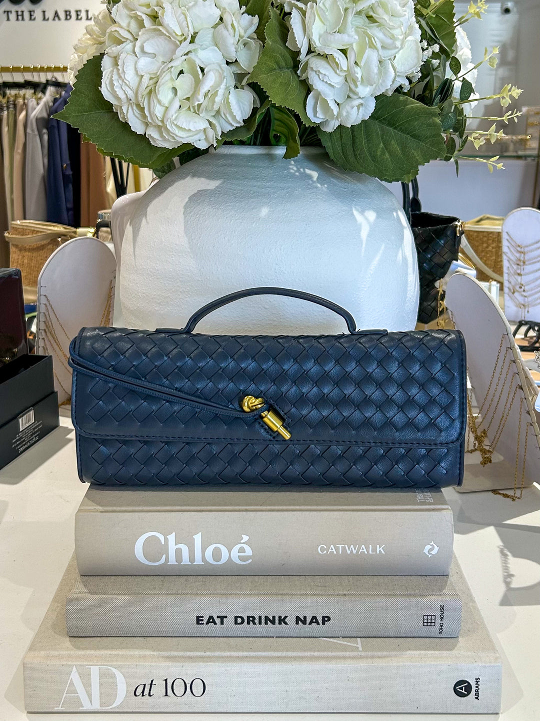 Woven Rectangle Envelope Gold Rod Fasten Clutch Bag (15 Colours)