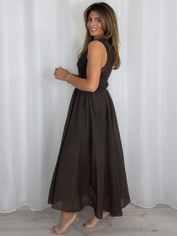 Crochet Sleeveless Side Tie Dress (5 Colours)