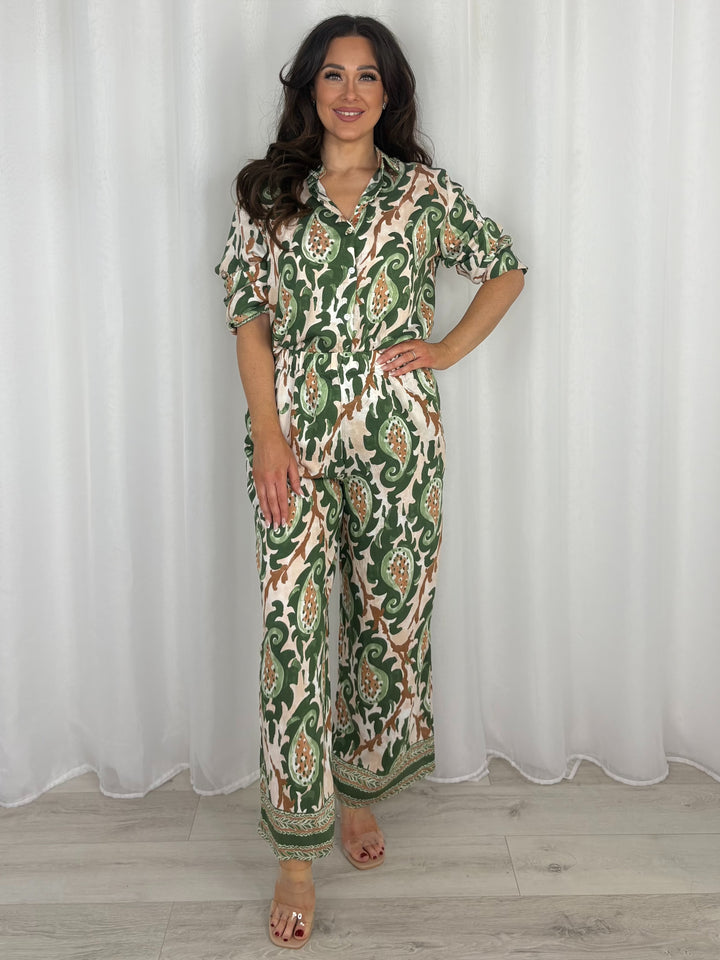 Luxury Paisley Print Button Up Shirt & Trouser Co-Ord (4 Colours)