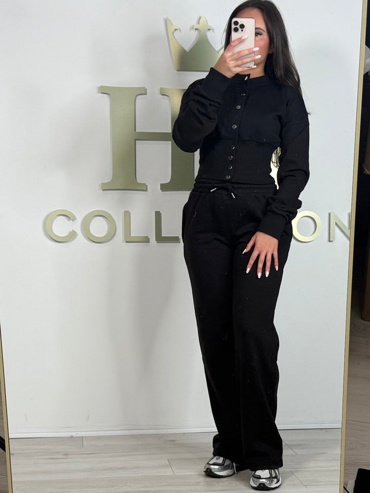 Button Up Cinched Waist Jumper & Straight Leg Trouser Co-ord (5 Colours)