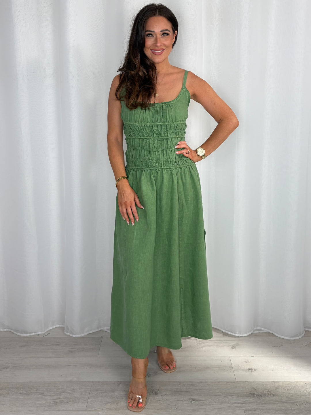 Smocked Waist Side Split Dress (2 Colours)