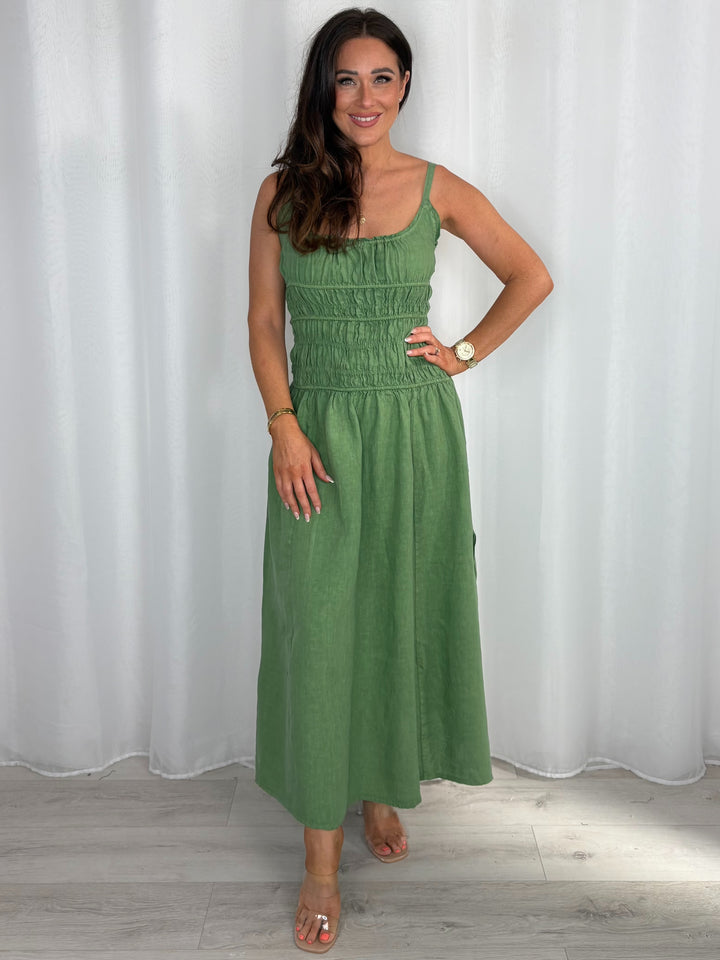 Smocked Waist Side Split Dress (2 Colours)