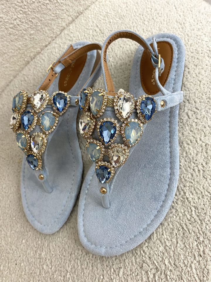T Bar Jewelled Sandals ( 3 Colours )