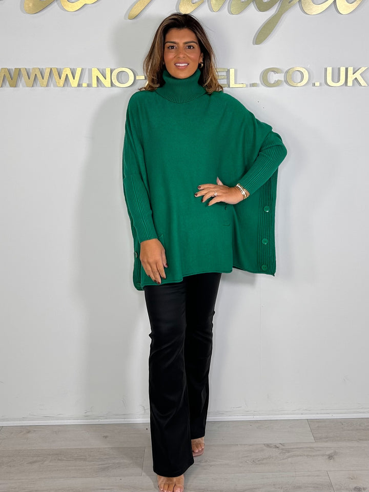 Button Pocket Detail Roll Neck Jumper (6 Colours)