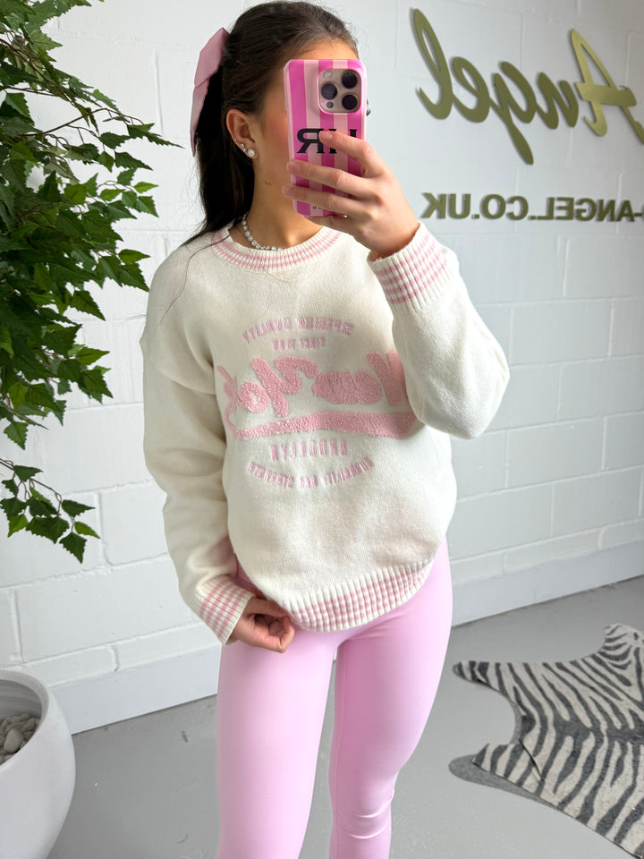 Cream/Pink New York Knit Sweatshirt