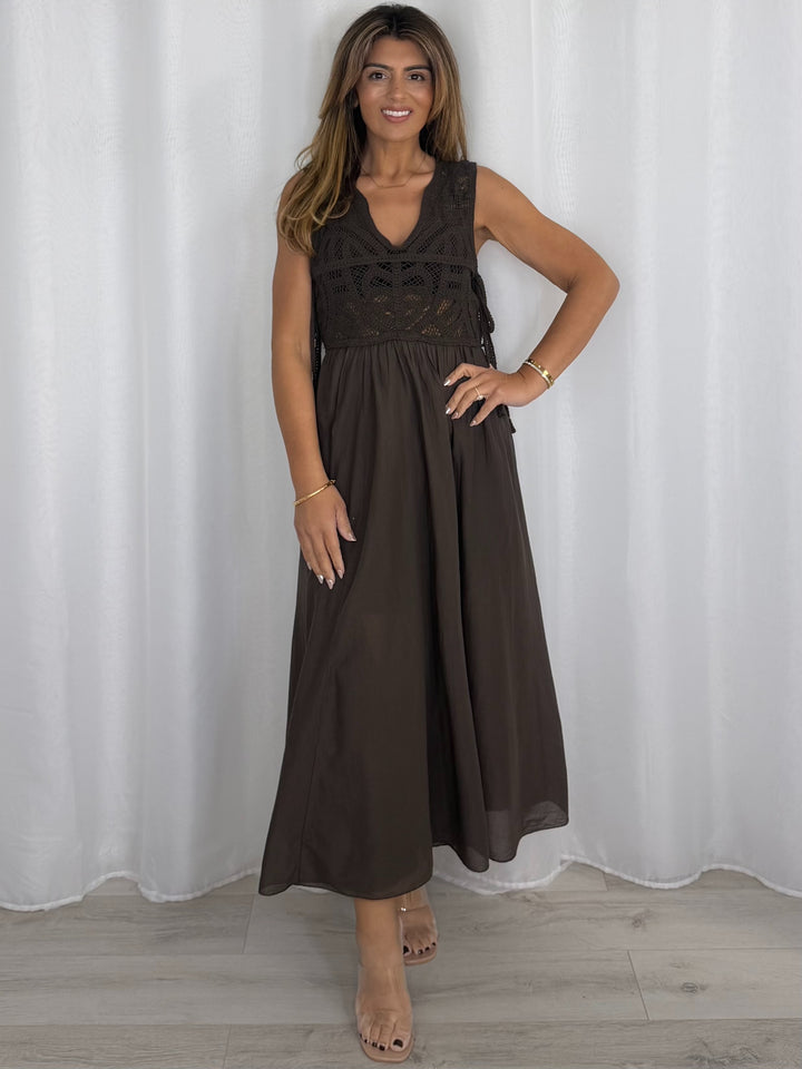 Crochet Sleeveless Side Tie Dress (5 Colours)