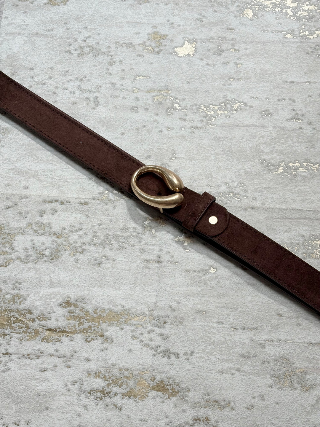 Suede Effect Gold Oval Buckle Belt (6 Colours)
