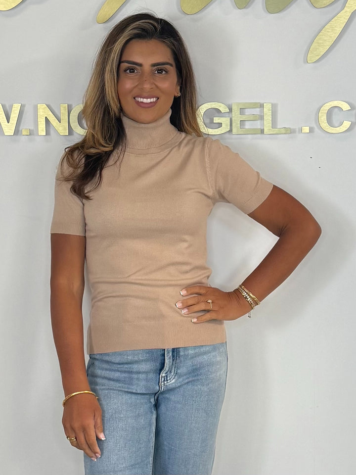 Soft Knit Short Sleeve Roll Neck Top (3 Colours)