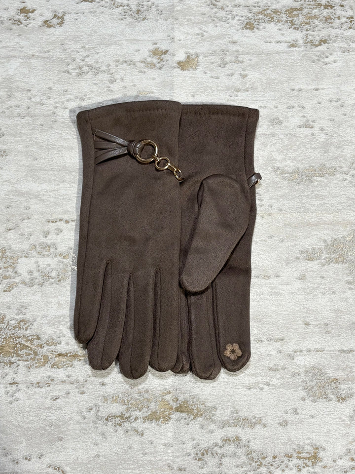 Suede Gold Circle Buckle Glove (6 Colours)