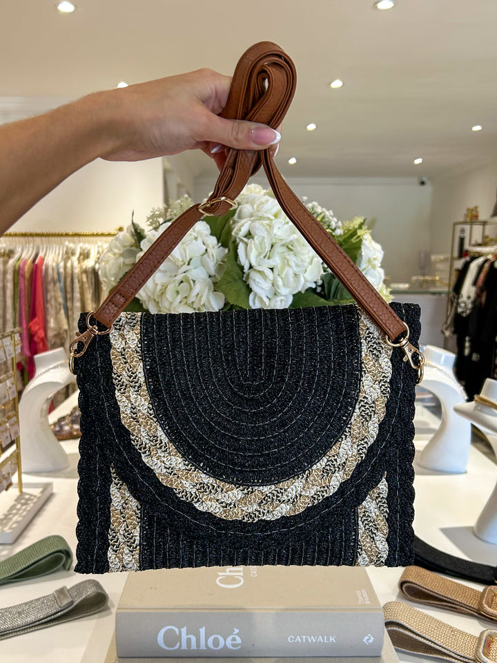 Gold Fleck Woven Plaited Clutch Bag (3 Colours)