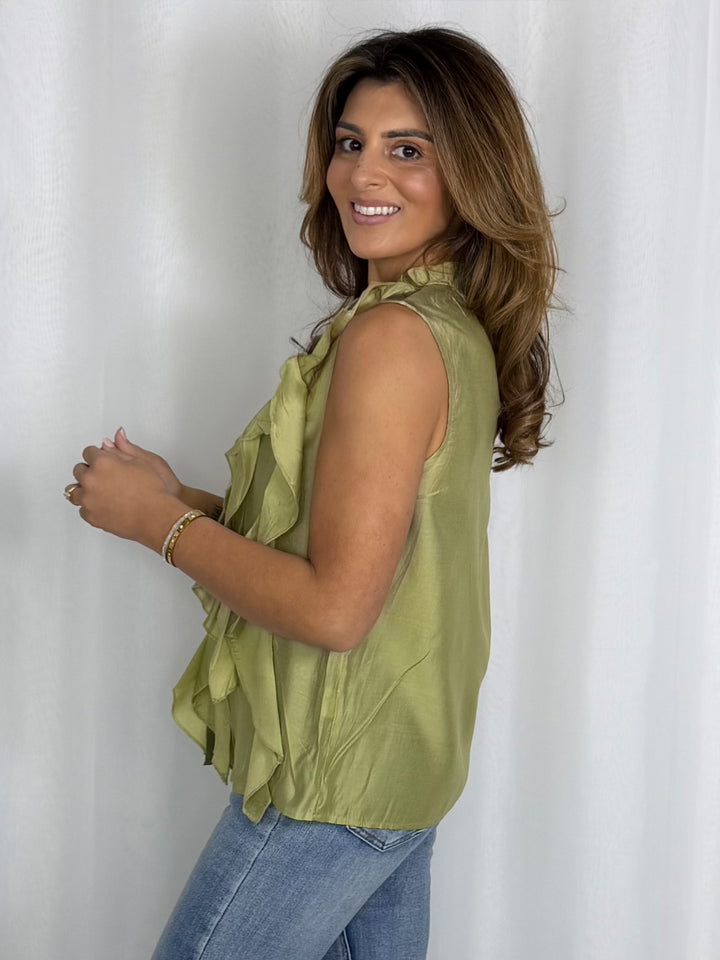 Sleeveless Frill Blouse (2 Colours)