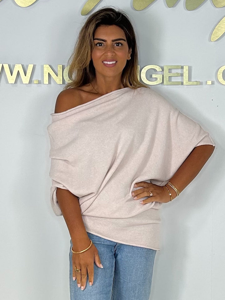Soft Knit Slash Neck Asymmetric Oversized Jumper (7 Colours)