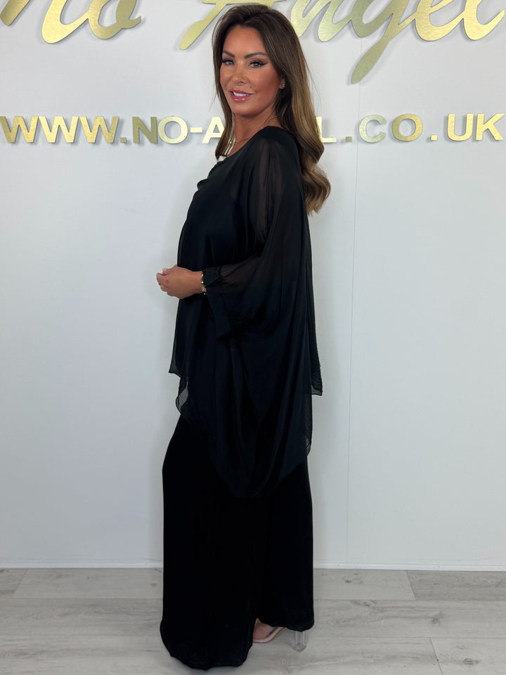 Silk Mix Round Neck Oversize Trouser Co-ord (3 Colours)