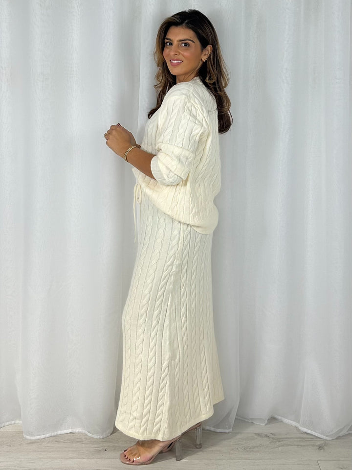 Thick Cable Knit Jumper & Maxi Skirt Co-Ord (3 Colours)
