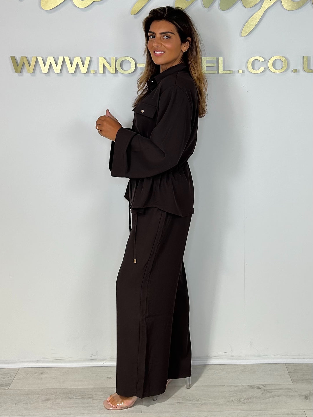 Long Sleeve Button Up Drawstring Waist Shirt & Trouser Co-Ord (2 Colours)