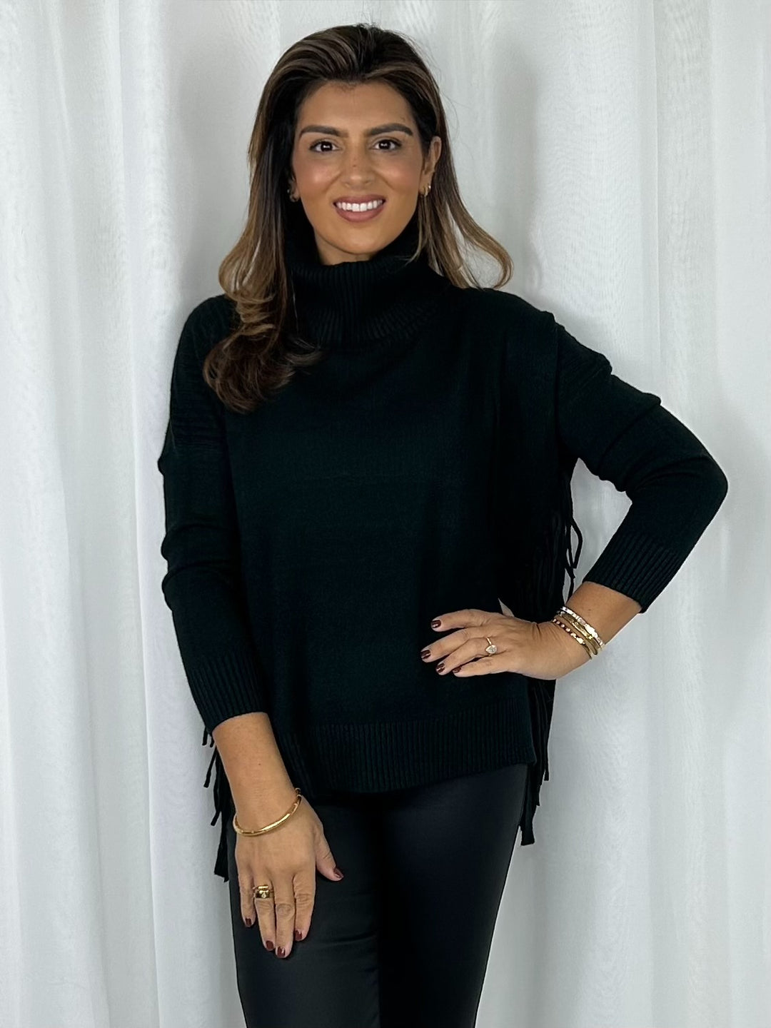 Soft Knit Roll Neck Tassel Side Jumper (5 Colours)