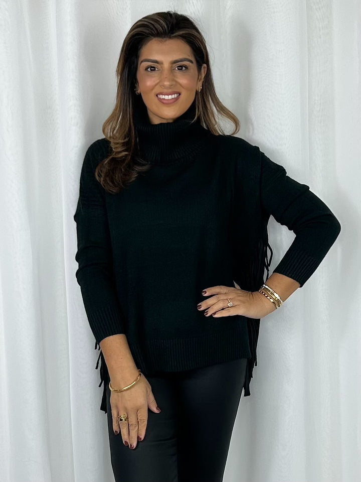 Soft Knit Roll Neck Tassel Side Jumper (5 Colours)
