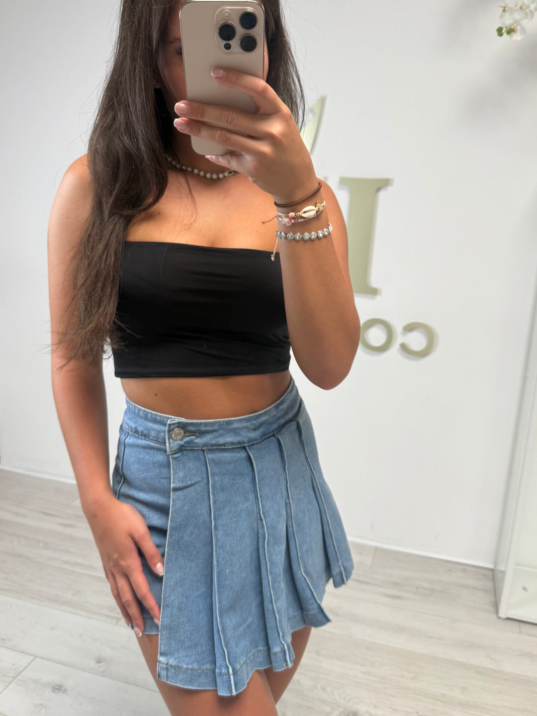 Denim Pleated Skort