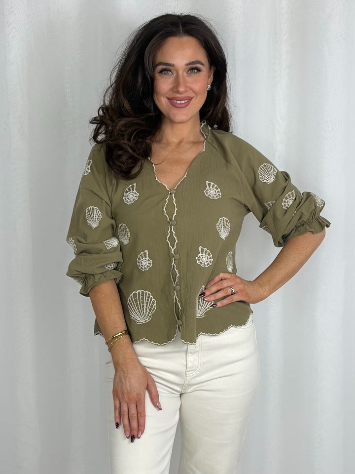 Sea Shell Button Up Blouse (2 Colours)