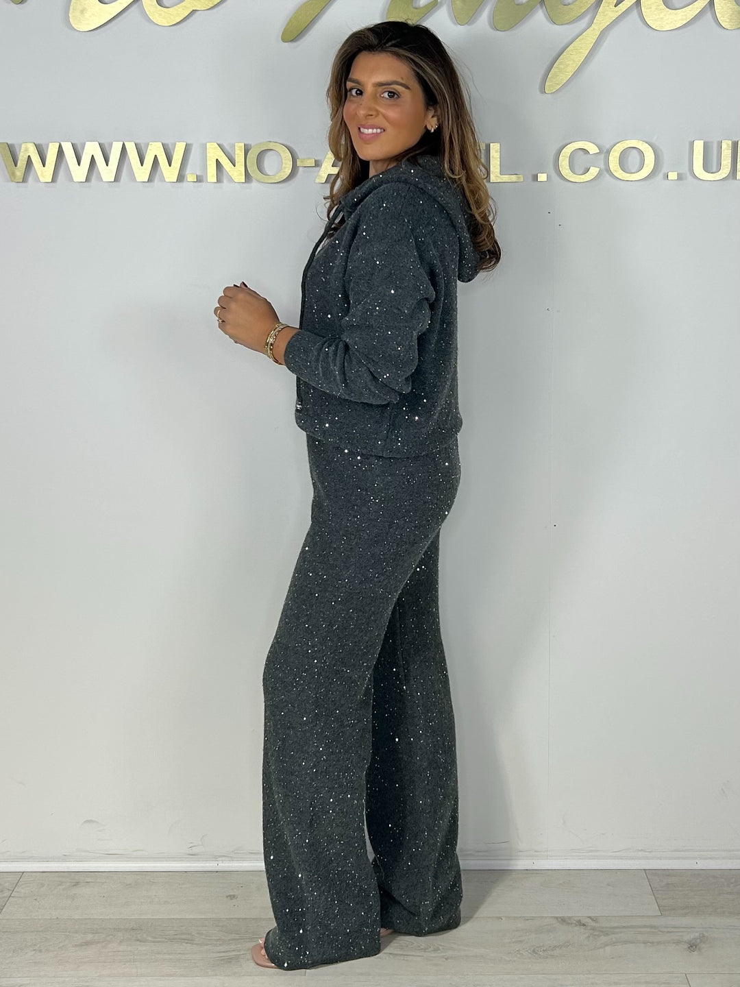 Thick Knit Scattered Sequin Hooded Trouser Co-Ord (3 Colours)