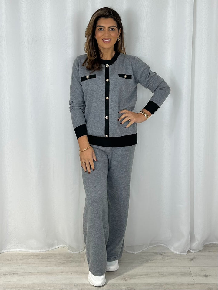 Gold Button Pocket Jumper & Trouser Co-Ord (4 Colours)