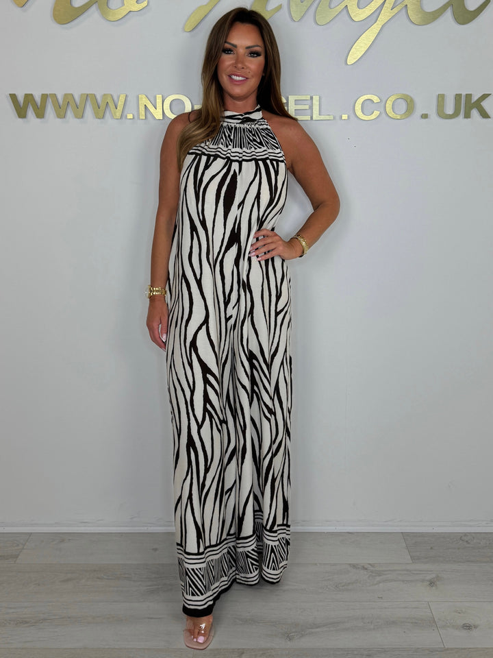 Zebra Halter Floaty Jumpsuit (6 Colours)