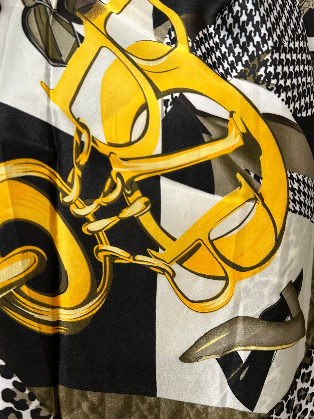 Satin Printed Leopard Bag Watch Design Scarf (2 Colours)