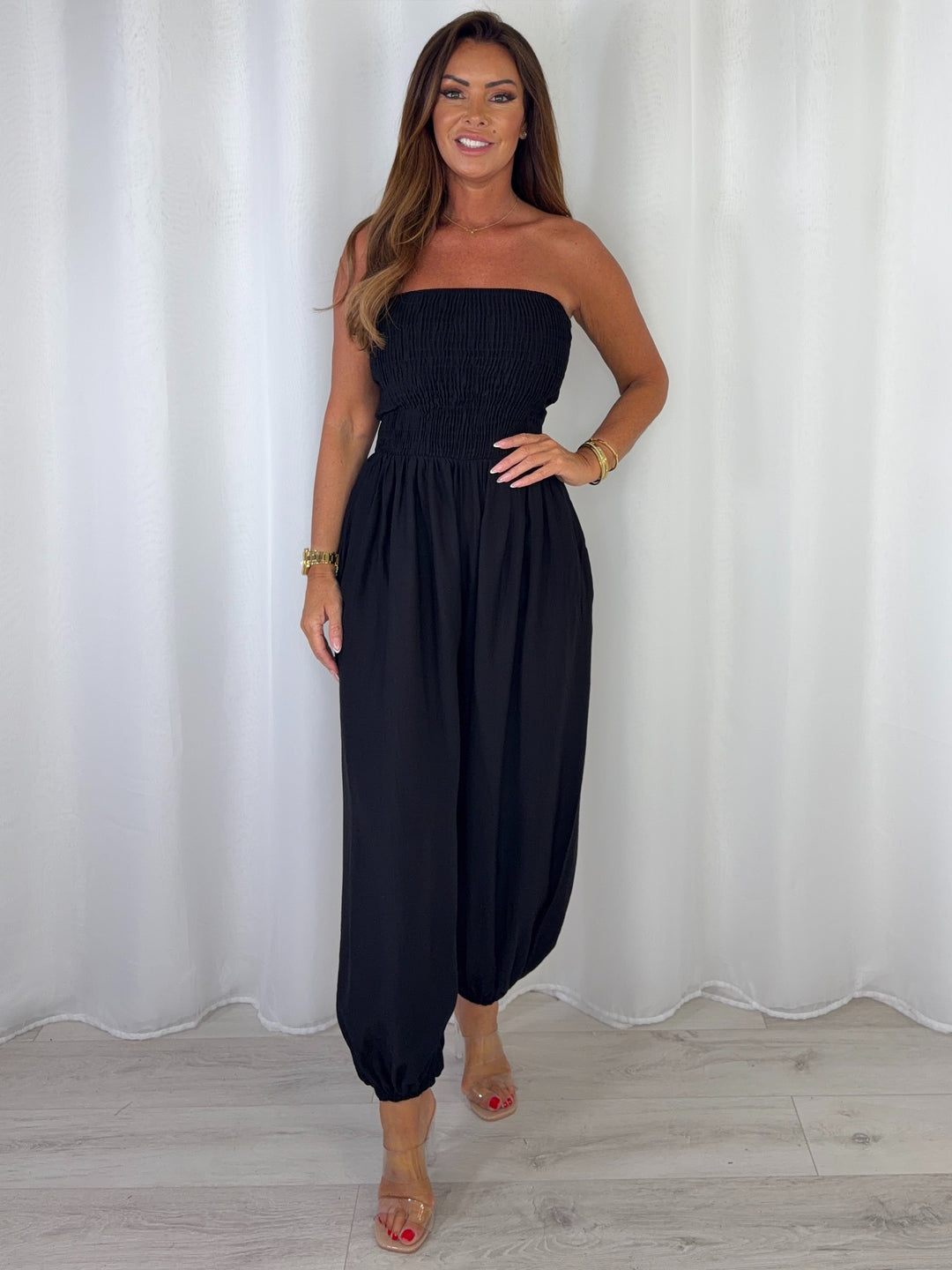 Smocked Bandeau Hareem Trouser Jumpsuit (4 Colours)