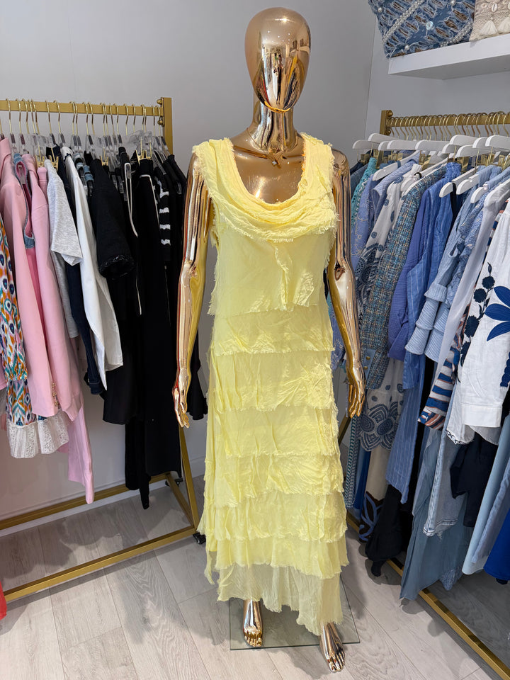 Silk Ruffle Layered Short Sleeve Maxi Dress (5 Colours)