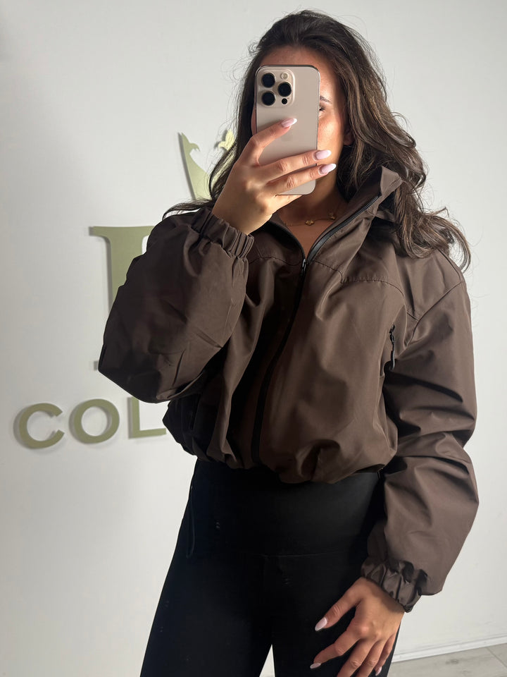 Cropped Drawstring Zip Up Pocket Hooded Jacket (3 Colours)