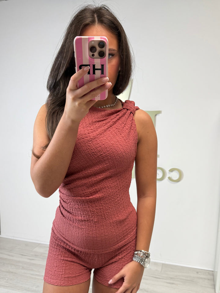 Crinkle Knot Detail Shorts Co-ord (2 Colours)