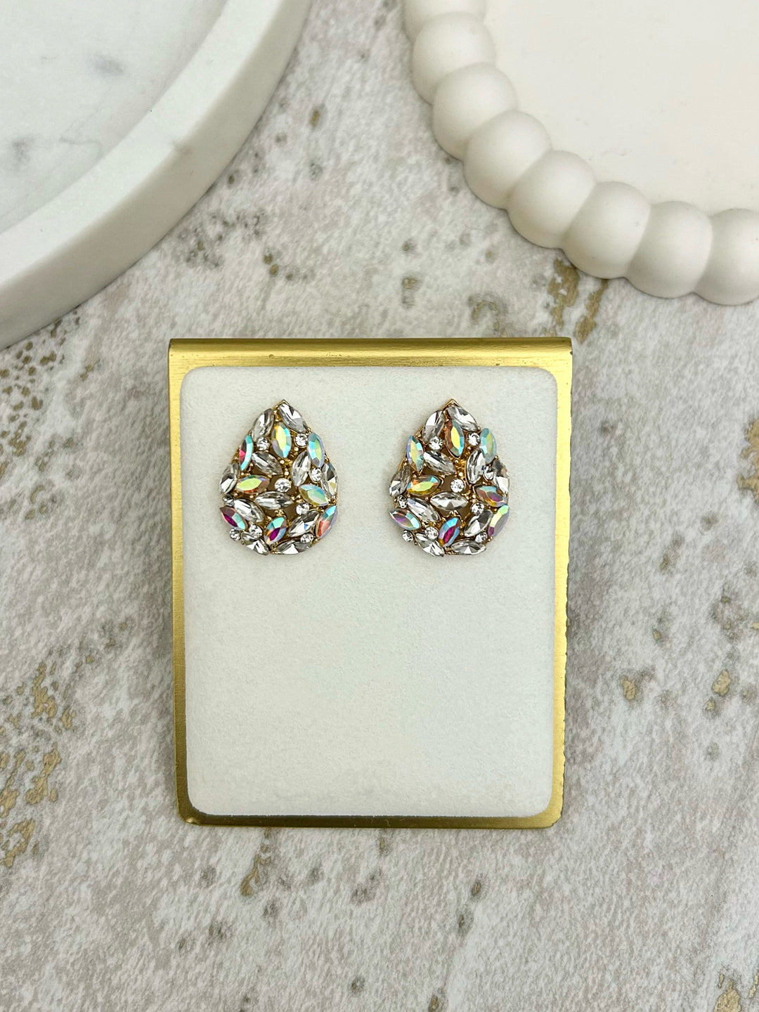 Diamante TearDrop Stud Earrings (2 Colours)