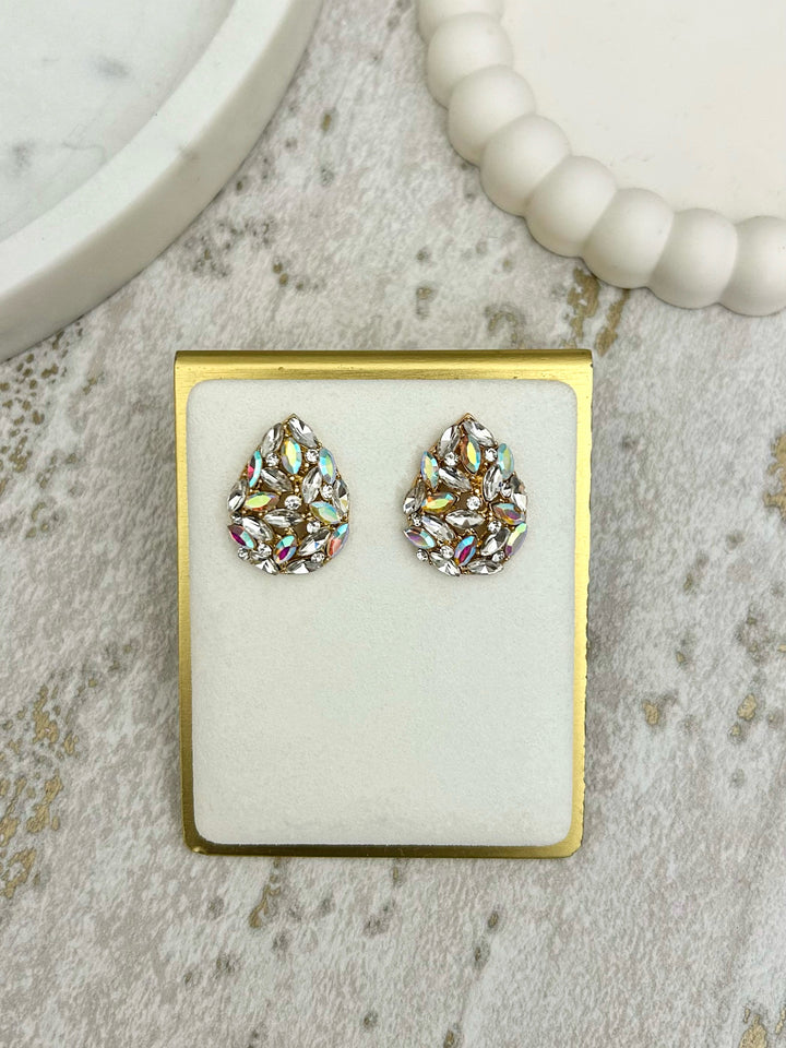 Diamante TearDrop Stud Earrings (2 Colours)