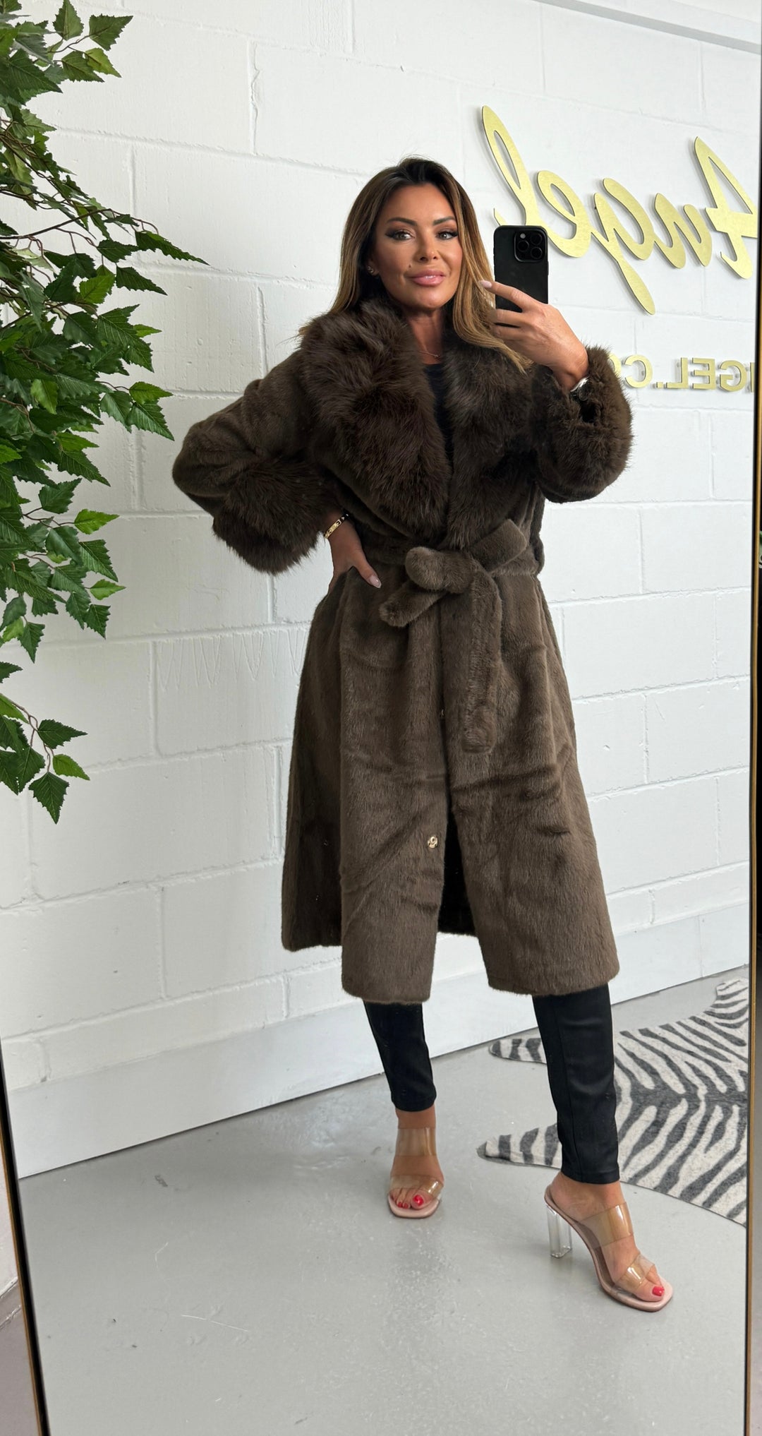Faux Fur Belted Longline Coat (2 Colours)1