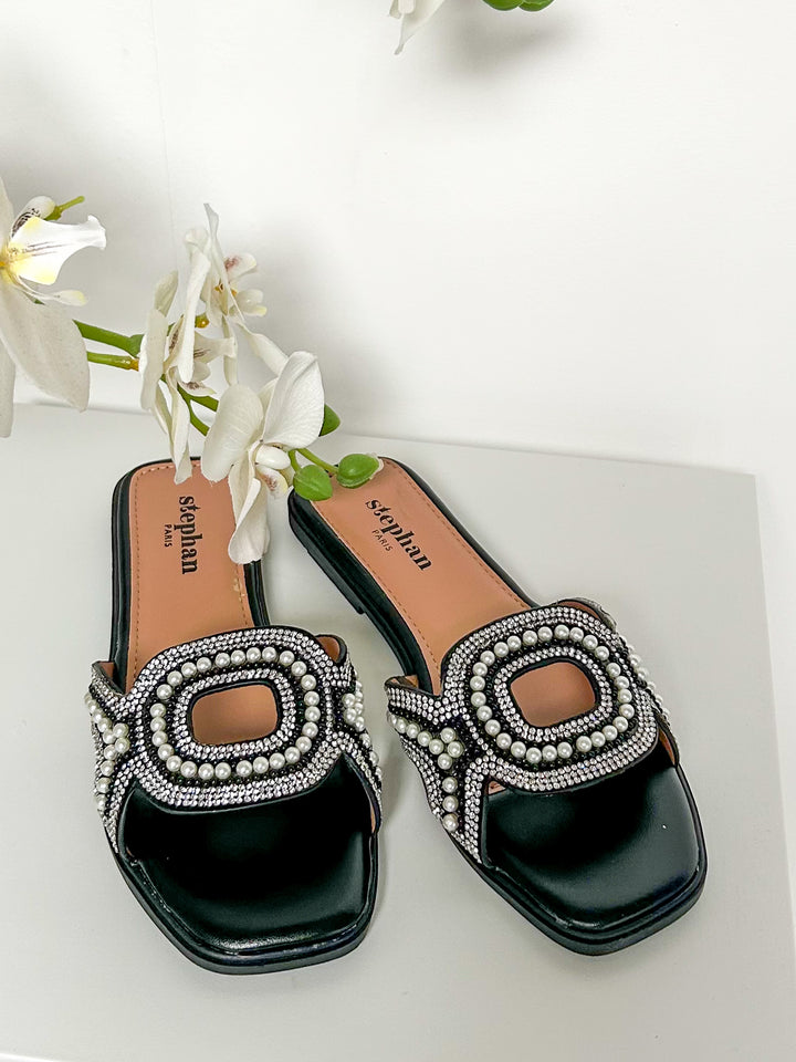 Jewel & Pearl Detail Sandals (3 Colours)