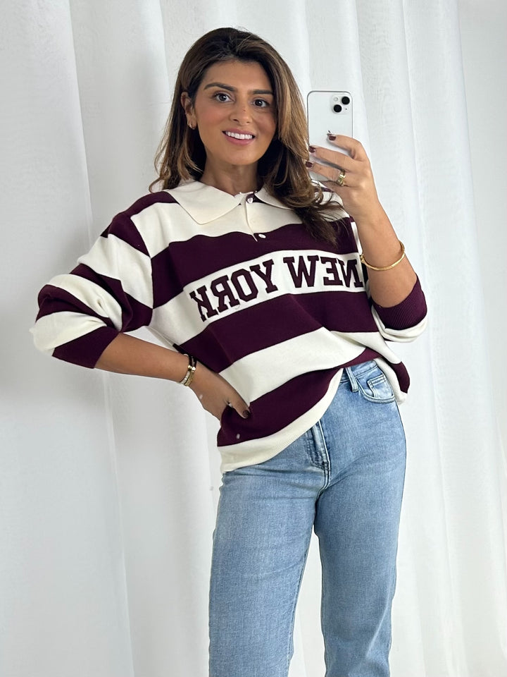 New York Stripe Collared Jumper (3 Colours)